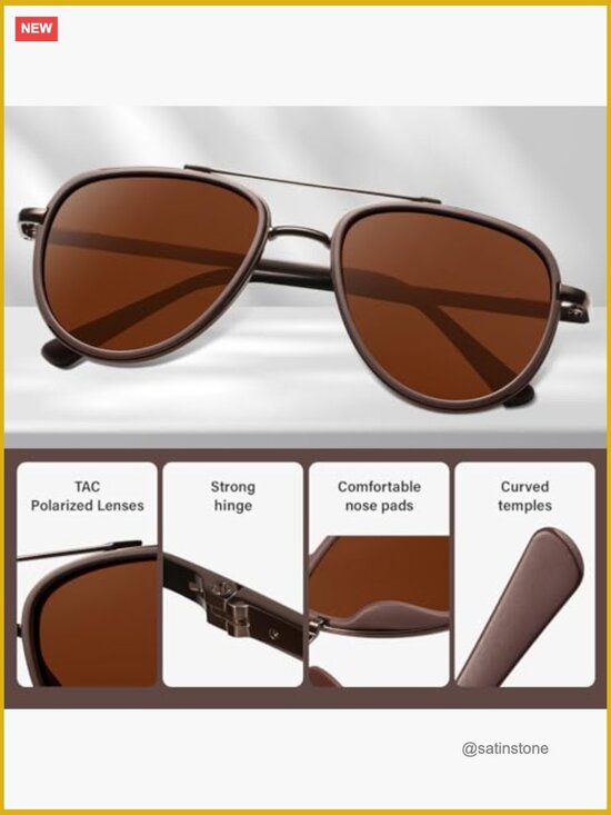 Polarized Aviator Sunglasses UV Protection Metal Frame Tangle Free main image 6